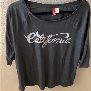 “CALIFORNIA” baseball tee 3/4 length sleeves
